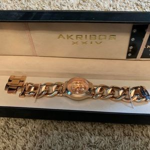 Akribos XXIV ladies rose gold watch